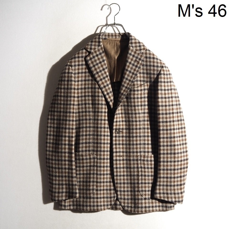 K7271P ▼Stile Latino スティレラティーノ▼ ツイード ウール テーラードジャケット ガンクラブチェック グレー ブラウン 46 秋冬 rb mks拍卖