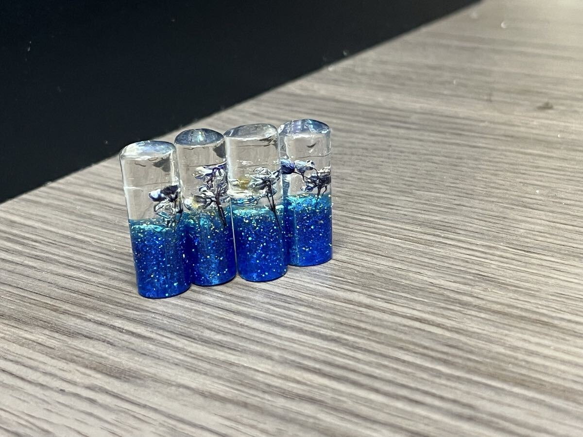 水中花 ヒータースイッチ エアコンスイッチ ノブ ピン つまみ 4本セット 青 ラメ入り デコトラ 当時 昭和 旧車 軽トラ 軽箱 バン 80年代拍卖