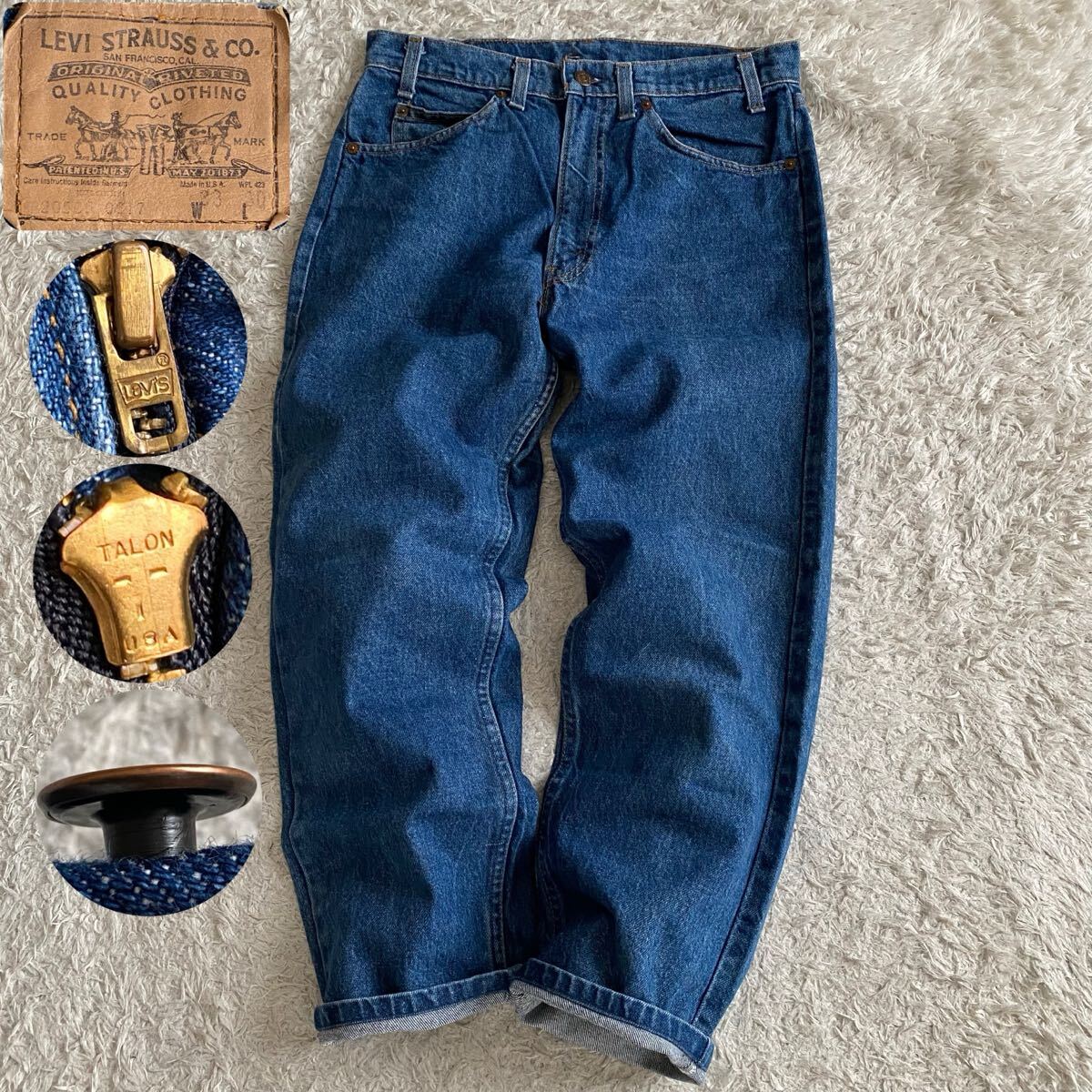 80s/W33 リーバイス 20505-0217 66後期 ハチマル TALON タロンジップ USA製 アメリカ ナイロンフットボタン オレンジタブ ジーンズ デニム拍卖