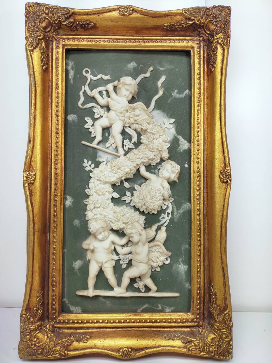 4人のキューピット 壁掛けレリーフ 29x4x50cm アラバスター(雪花石膏) A9742C12拍卖