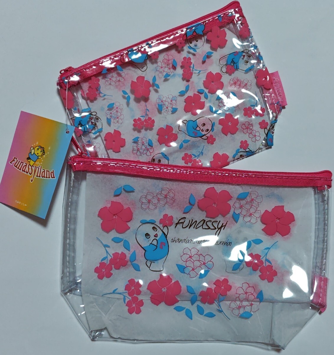 ふなっしー☆カラフルお花ふなっしービニールポーチ2種セット☆ふなっしーLAND限定☆未使用(タグ付)拍卖