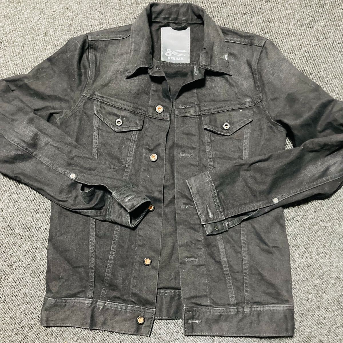 1円スタート!DENHAM デンハム デニムジャケット ストレッチ ブラックカラー Gジャン Sサイズ 黒拍卖