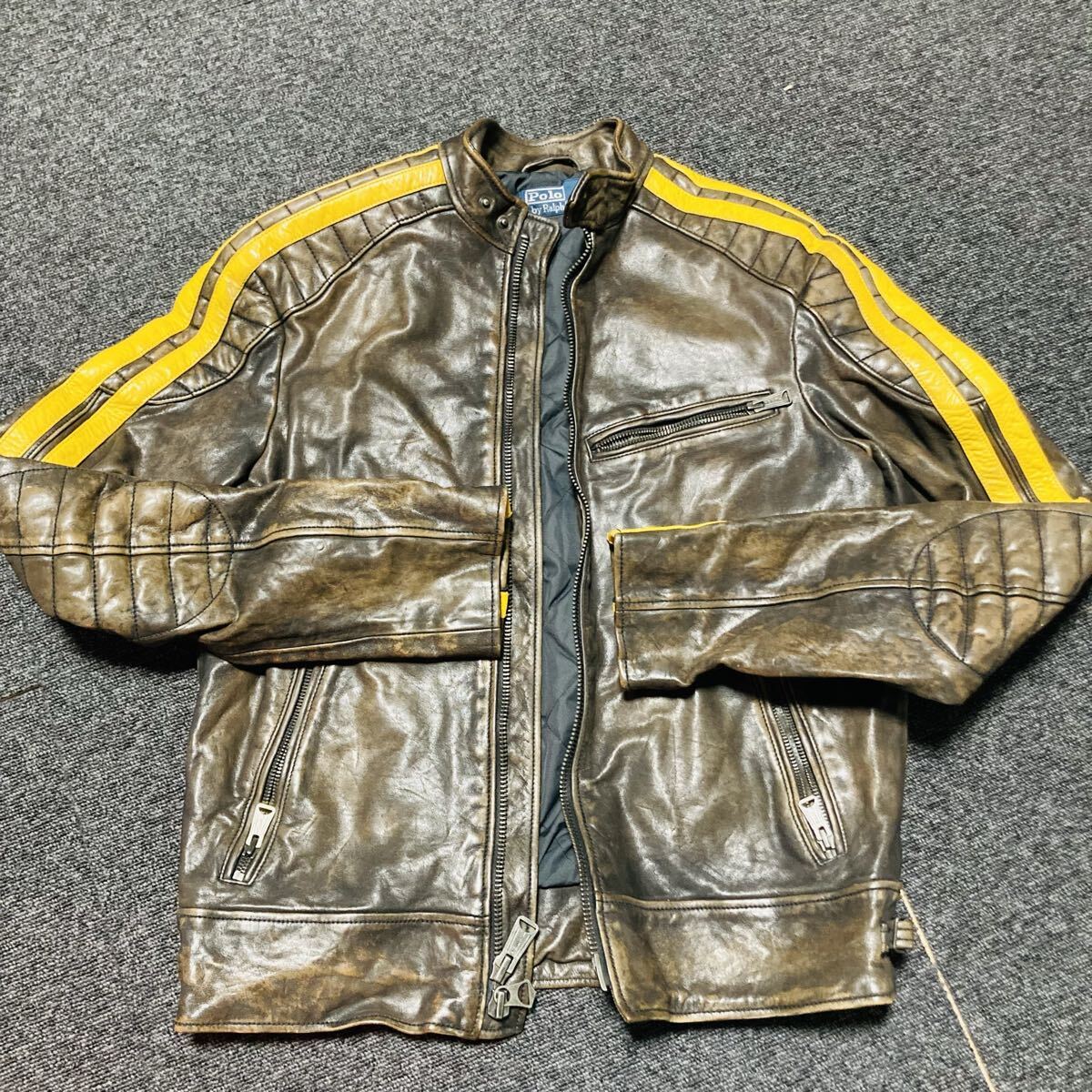 1円スタート!Polo Ralph Lauren ラルフローレン ライダースジャケット レザージャケット ヴィンテージ Sサイズ拍卖