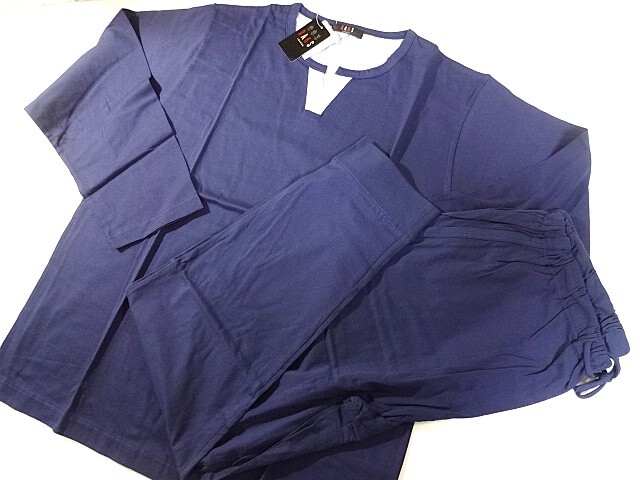 新品未使用 正規品 DAKS ダックス 長袖 長ズボンパジャマ 上下セット L ネイビー 日本製 綿なのにシルクのような光沢拍卖