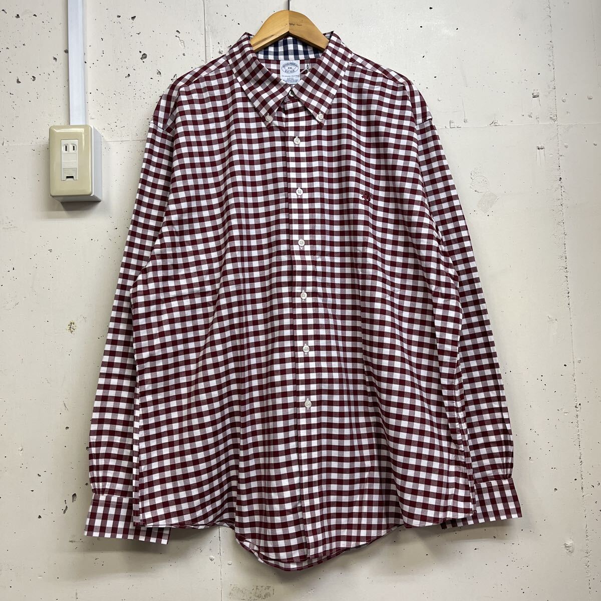 美品 BROOKS BROTHERS ブルックスブラザーズ 胸ロゴ ボタンダウン オックスフォード 長袖シャツ NON IRON チェック スーピマコットン XXL拍卖