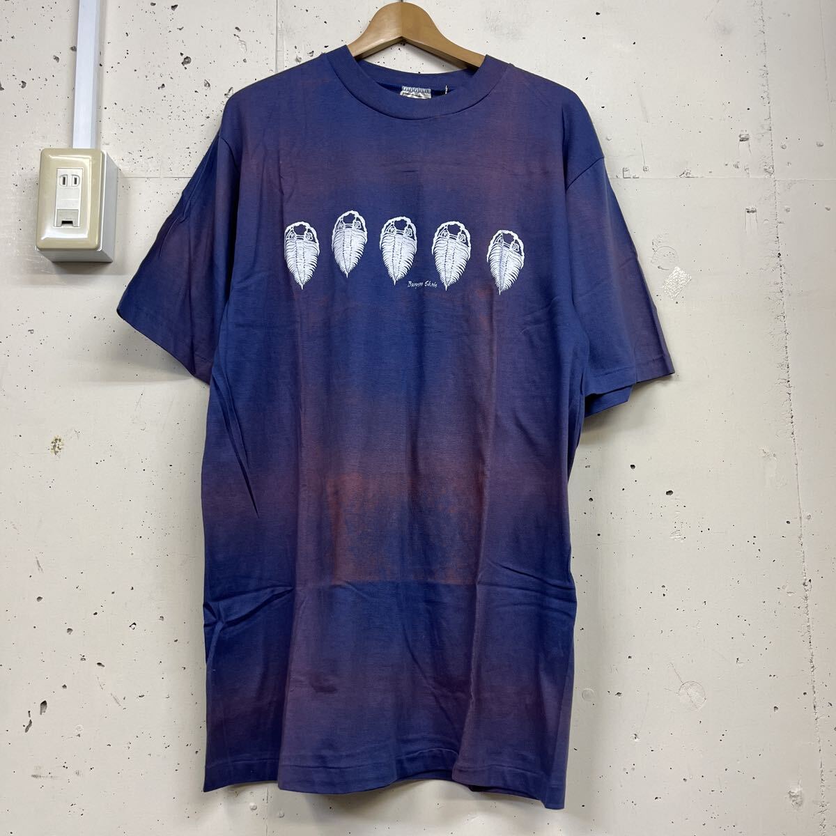 90s 90年代 WAVES 三葉虫 カナダ 半袖 Tシャツ Tee プリント メンズ サイズL コットン 紫 パープル拍卖