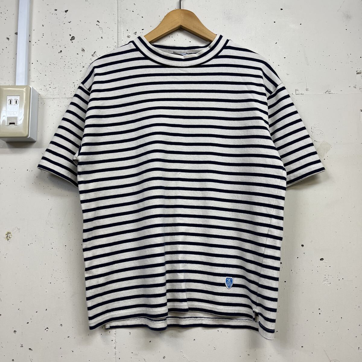 ORCIVAL オーシバル ハイネック ボーダー 半袖 トップス カットソー サイズ4 コットン 日本製 ネイビー拍卖