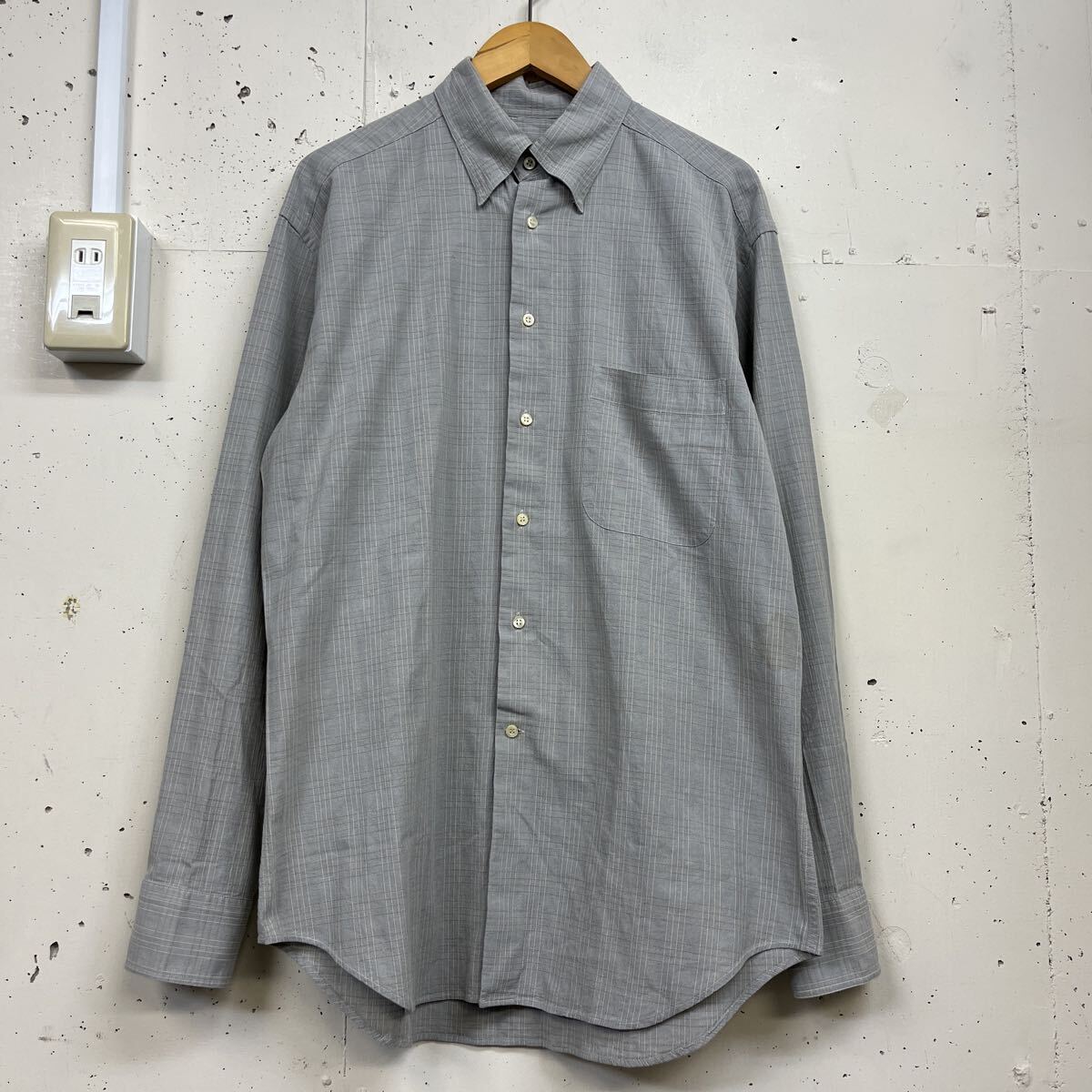 (k) Bagutta COLLECTION イタリア製 長袖シャツ チェック柄 メンズ 40 グレー コットン拍卖