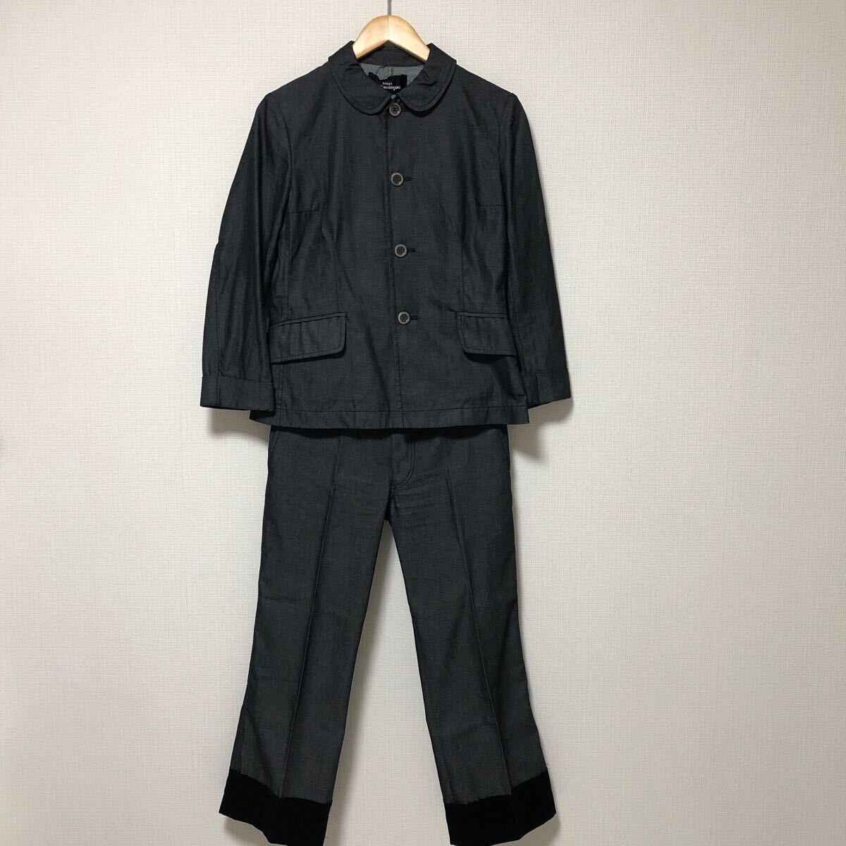(k) tricot COMMEdesGARCONS ギャルソン ライトウエイトブラックデニム ベロア切り替え ジャケット パンツ セットアップ スーツ 上M 下S拍卖