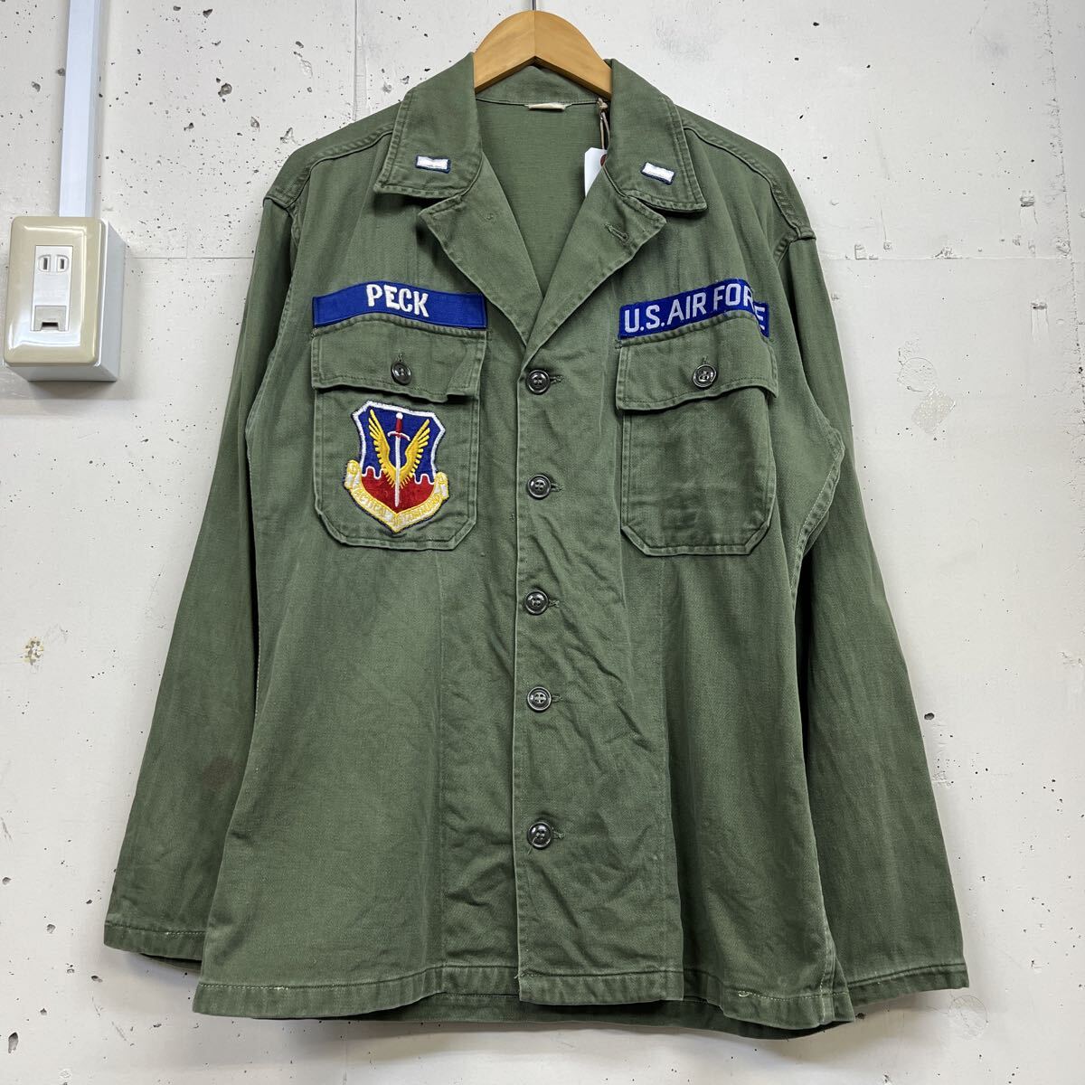 60s 60年代 US ARMY ユーティリティシャツ 1st カーキ グリーン ミリタリー 軍物 長袖 メンズ 拍卖