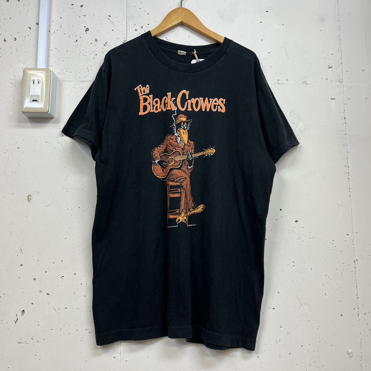 90s 90年代 THE BLACK CROWES USA製 Alan Forbes 半袖 Tee tシャツ 黒 ブラック プリント メンズ XL ビンテージ拍卖