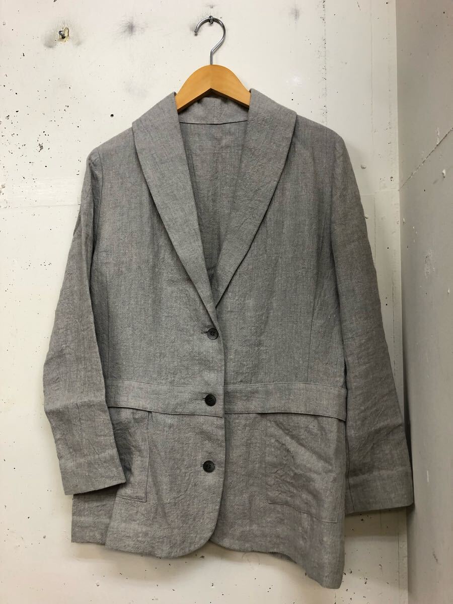 美品 日々 小森縫製 ショールカラー リネンジャケット ベージュ レディース 麻素材 テーラードジャケット拍卖