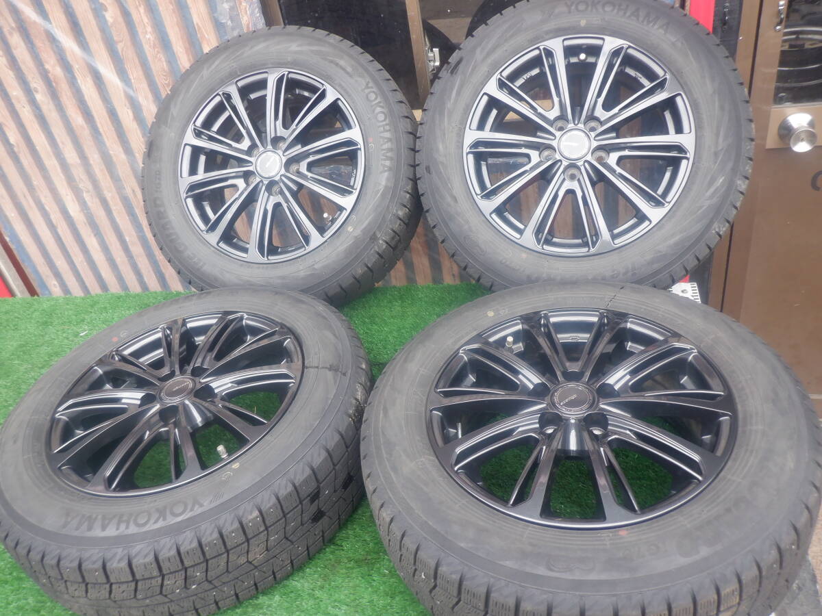 社外アルミ MILLOUS 15x6J +43 PCD100 5H ヨコハマ アイスガード IG70 185/65R15 4本バリ物 プリウス シエンタ スタッドレス拍卖