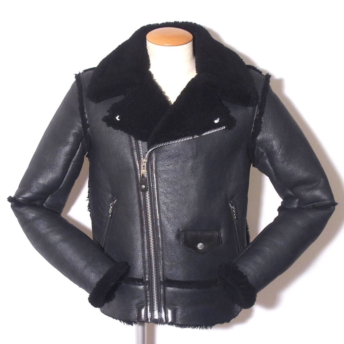 美品高年式Schott【ショット/シープスキンライダース3171062黒M】ムートンB3/⑱拍卖