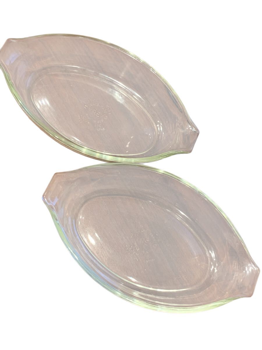 【1円〜】PYREX グラタン皿 2枚セット 食器 ガラス 昭和 レトロ 現状品拍卖