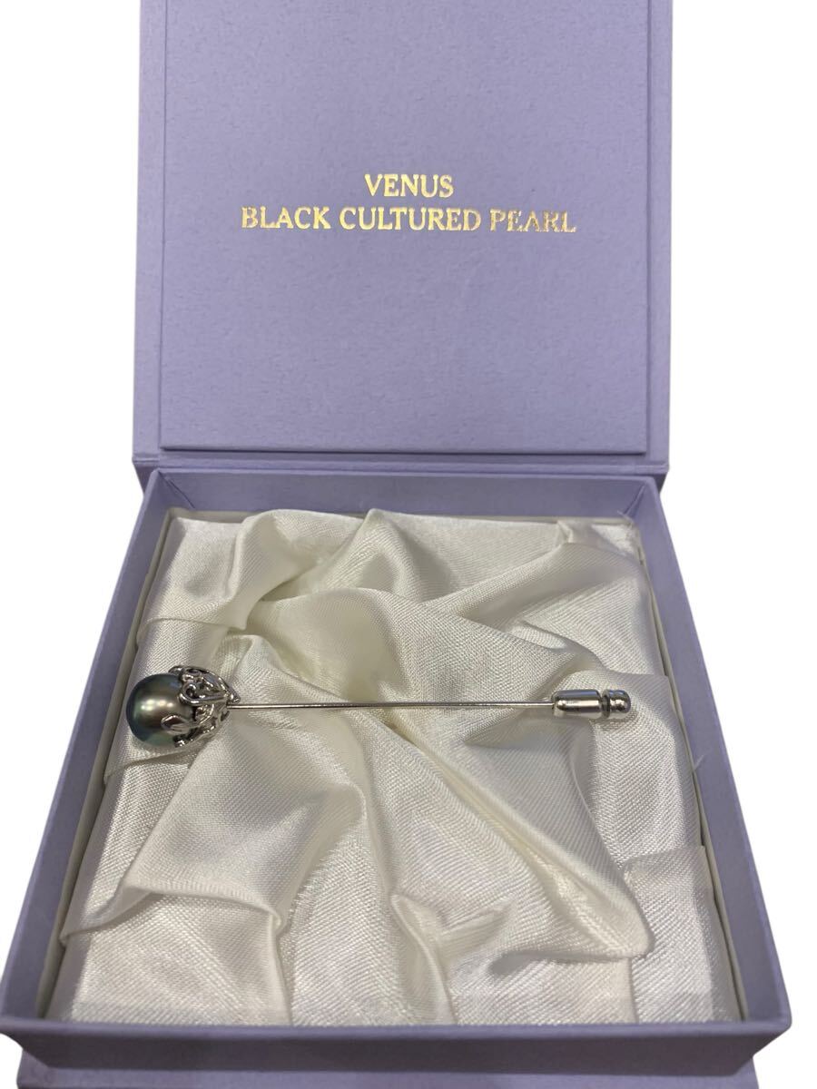 【1円〜】VENUS BLACK CULTURED PEARL 黒真珠 ピンブローチ アクセサリー パール拍卖