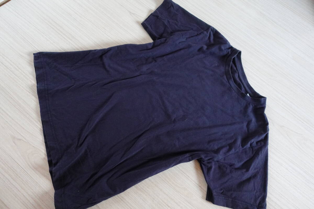 送料無料★M【コットン半袖Tシャツ】ネイビー紺無地シンプル綿100%レディース春夏カットソー旅行拍卖