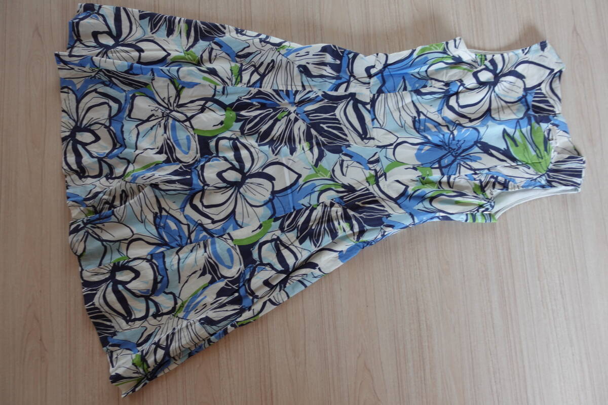 送料込★40【dix-sept】シルエット美上質ノースリーブひざ丈ワンピース★綿コットン11号膝丈ディセットレディースカート通勤通学デート旅行拍卖