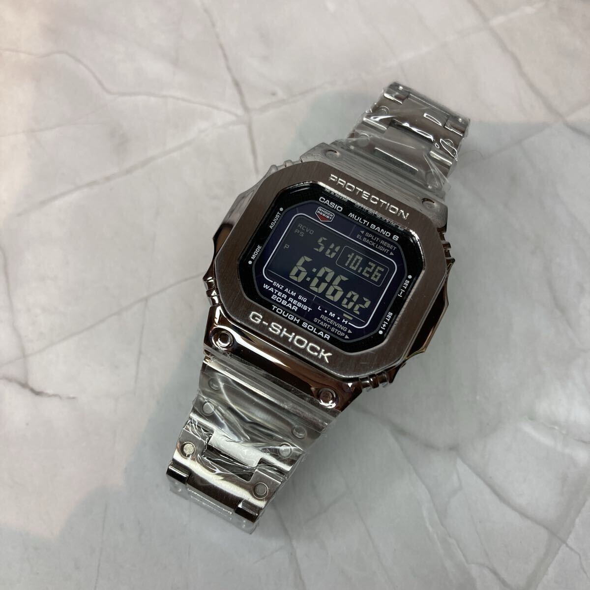 稼働 美品 G-SHOCK GW-M5610 電波ソーラー シルバーフルメタルカスタム拍卖