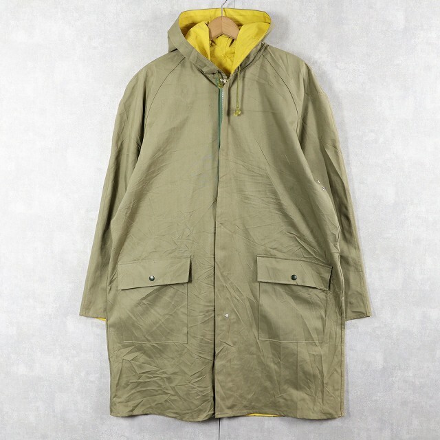 GALLIANO リバーシブル ラバー レインコート XLゴム引き モッズコート カーキ拍卖