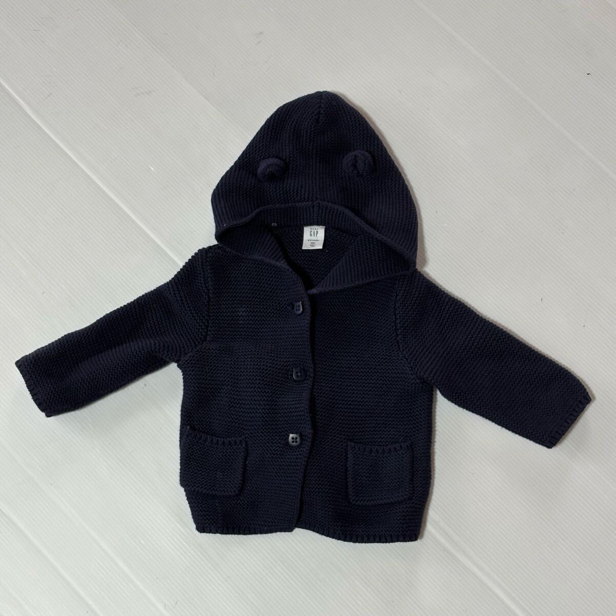 GAP フード付きカーディガン 3-6ヶ月 ネイビー拍卖