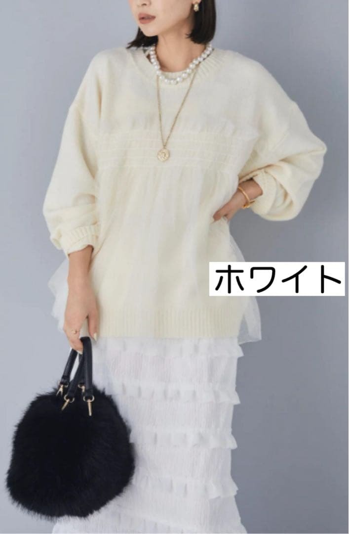 【在庫限り】白 ホワイト 新品 ニット セーター 長袖 トップス レディース 韓国 ゆったり 体型カバー拍卖