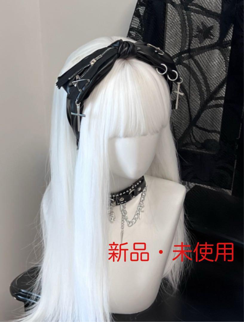 【値下げ中】新品 リボン地雷系 ヘッドバンド カチューシャ パンク ストリート y2K 十字架 ハロウィン 仮装拍卖