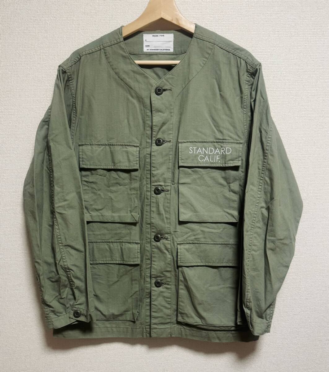 美品 STANDARD CALIFORNIA スタンダードカリフォルニア No Collar BDU ジャケット サイズM ミリタリー シャツ ノーカラー拍卖