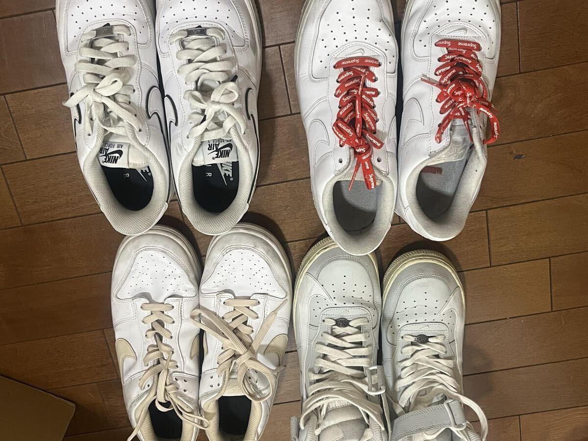 【NIKEスニーカー処分セール】Air Force 1 4足まとめ売り 白黒 シュプリームコラボ 中古 箱なし 1円スタート エアフォースワン拍卖