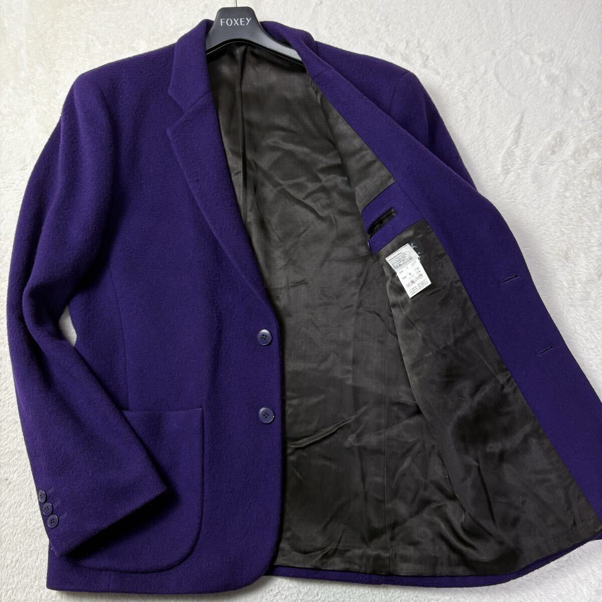 agnes b. 【美品 XLサイズ カシミヤ パープル】アニエスベー テーラードジャケット シングル 2B 希少色 スーツ SIZE50 フランス製 大きい拍卖