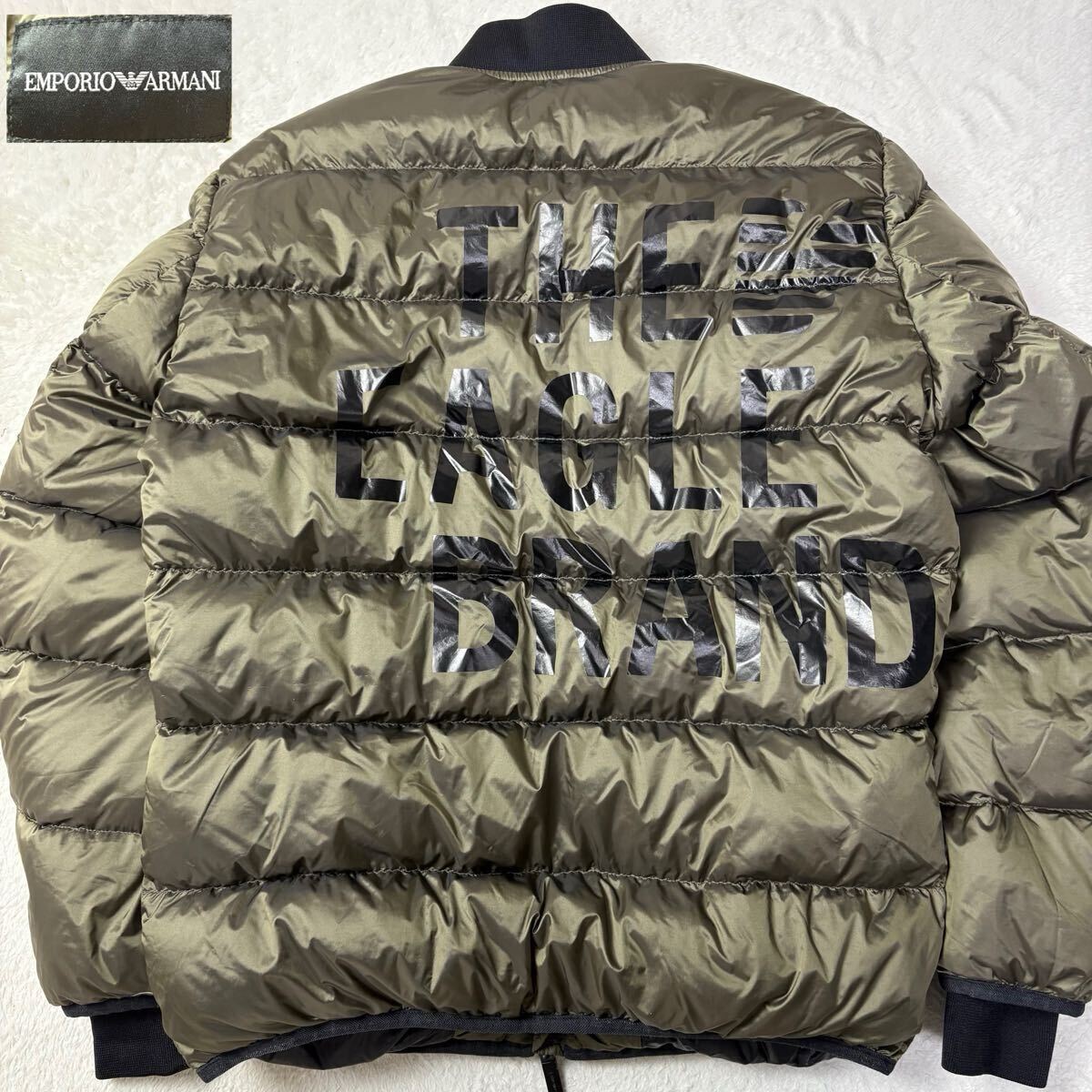 【美品 L相当 撥水 黒タグ】エンポリオアルマーニ EMPORIO ARMANI ダウンジャケット ブルゾン イーグルロゴ 背面ロゴ wジップ ワッペン 拍卖