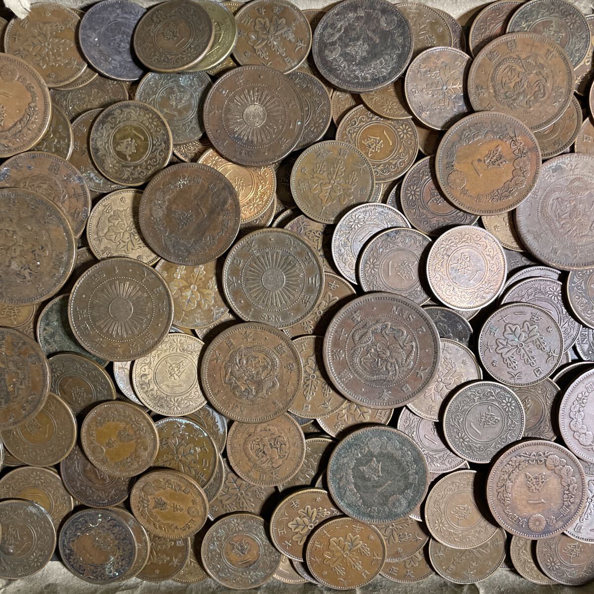 Q 日本古銭 1円〜 青銅貨 稲一銭 一銭 二銭 半銭 銅貨 五里 コイン 雑銭 貨幣 硬貨 大量古銭 近代古銭 古銭まとめ 古銭大量 竜銅貨まとめ拍卖