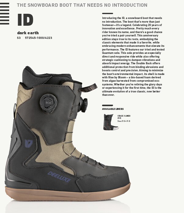 新品未使用 25-26 DEELUXE BOOTS ID DUAL BOA S3 DARK EARTH 24.5CM あすつく 土日祝発送OK拍卖