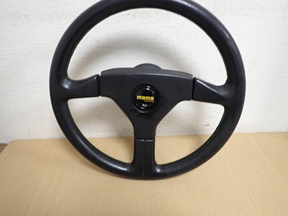「S9A」希少! MOMO TOYOTA モモ トヨタ レザー ステアリング ハンドル 直径約35cm イタリア レトロ 旧車 拍卖