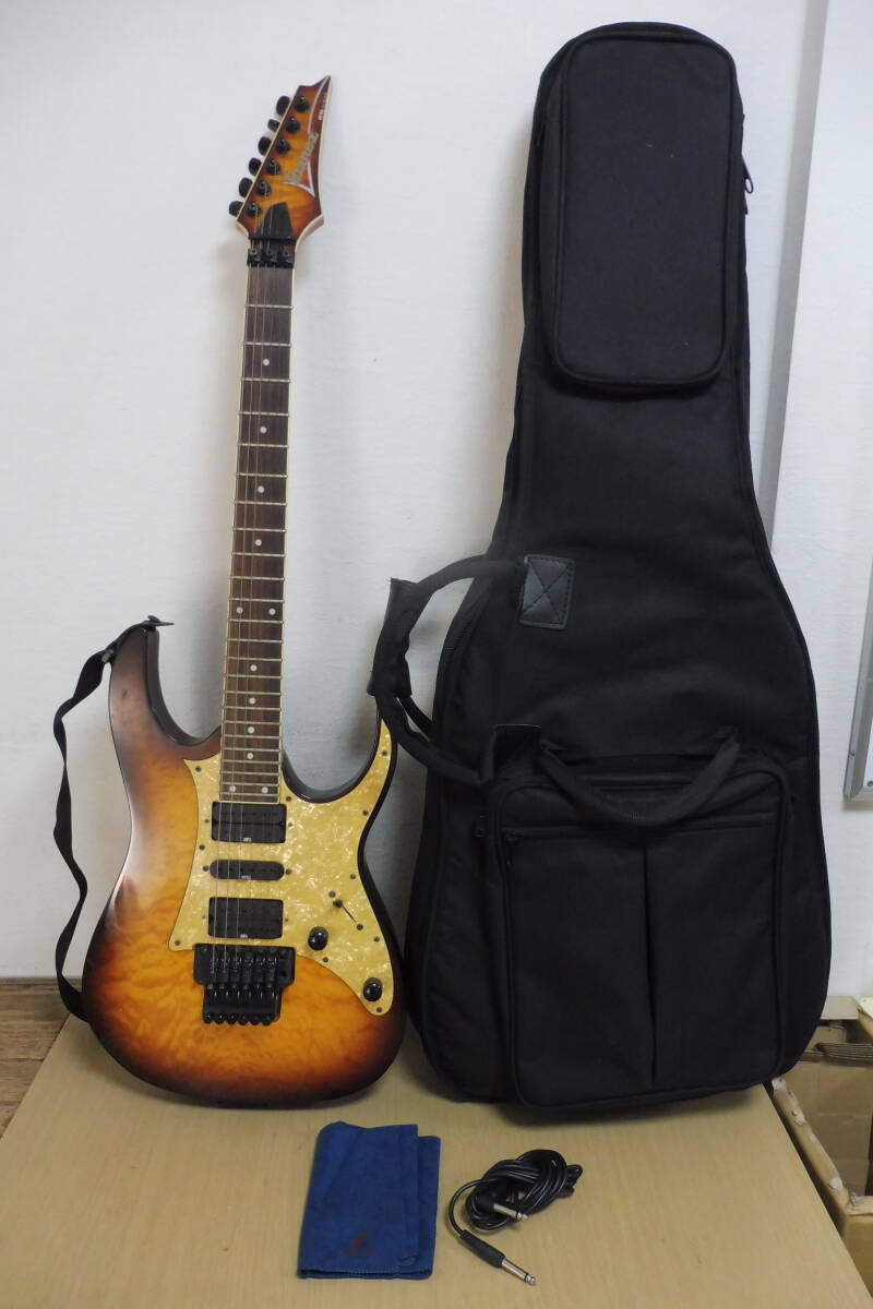 「T9A」Ibanez アイバニーズ RG350QM エレキギター 楽器 弦楽器 現状品 ソフトケース付 中古 現状品 ジャンク拍卖