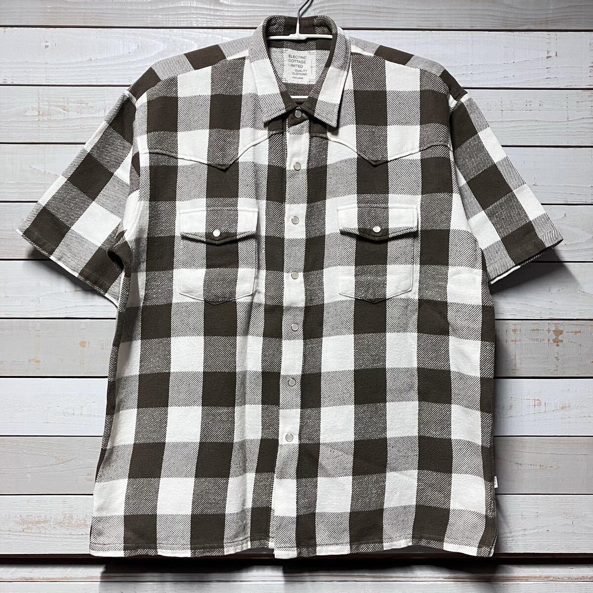 SIZE XL ELECTRIC COTTAGE BLOCK CHECK FLANNEL SHIRT GOODENOUGH GDEH GE エレクトリックコテージ ブロックチェック ネルシャツ拍卖