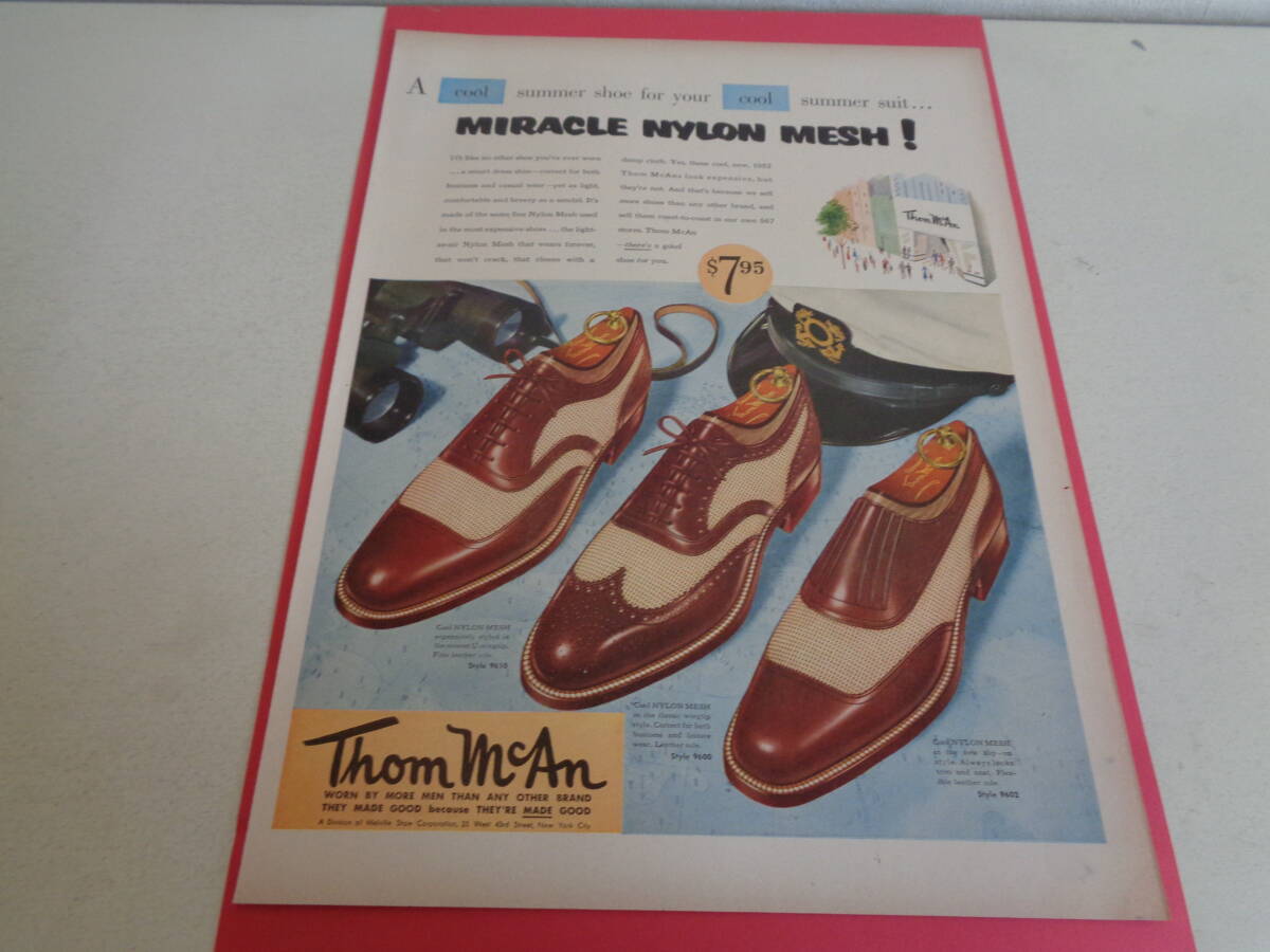 即決 広告 アドバタイジング 紳士靴 革靴 メッシュ シューズ 1950s レトロ アンティーク コレクター ミッドセンチェリー拍卖