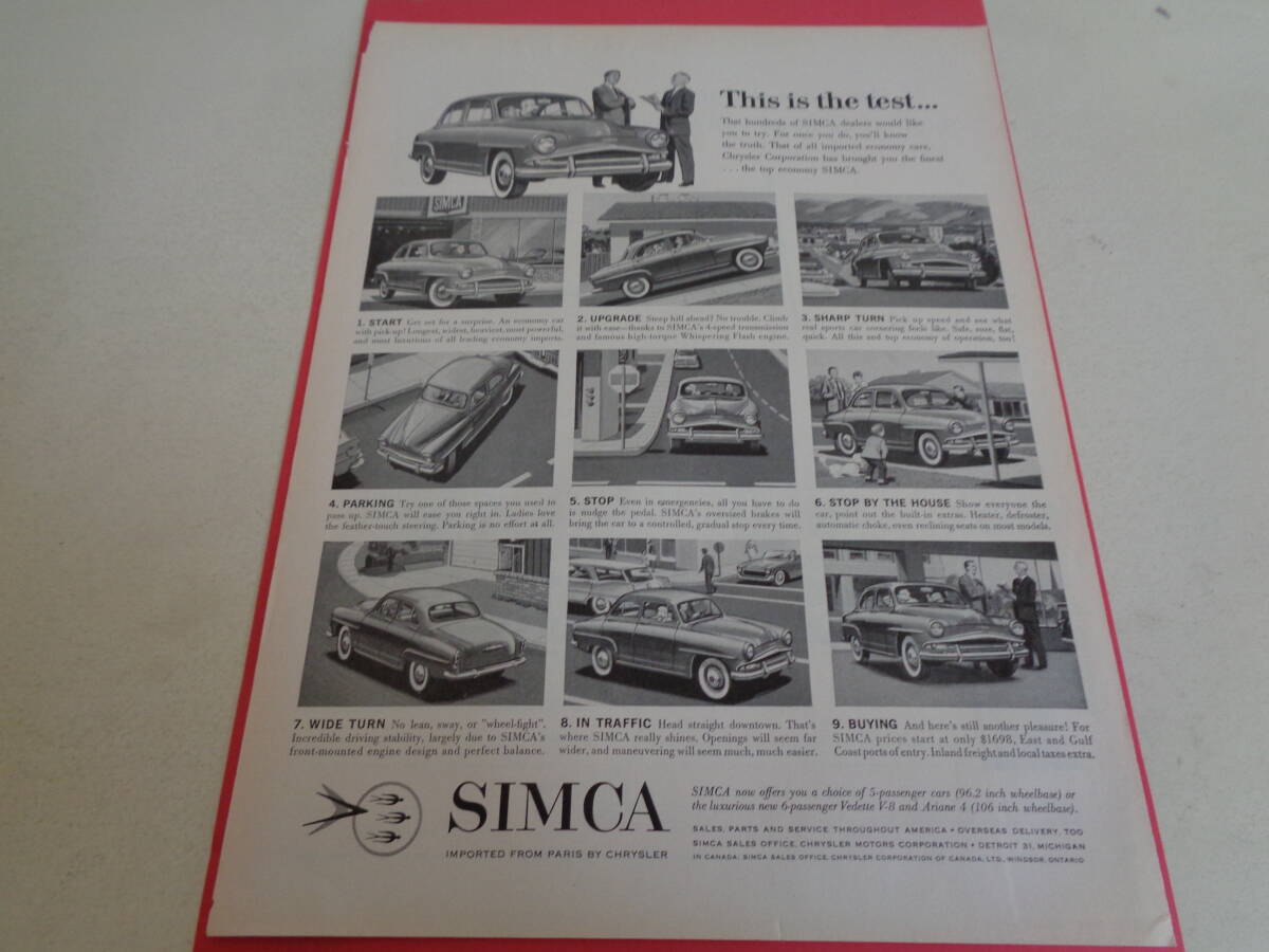 即決 広告 アドバタイジング アメ車 SIMCA 1950s 床材 壁材 インテリア レトロ アンティーク ミッドセンチェリー 拍卖