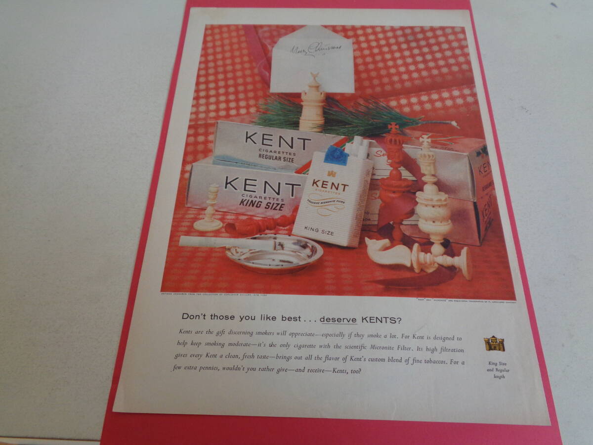 即決 広告 アドバタイジング タバコ シガレット KENT 1950s 洋酒 ウィスキー オールドフォレスター ミッドセンチェリー拍卖