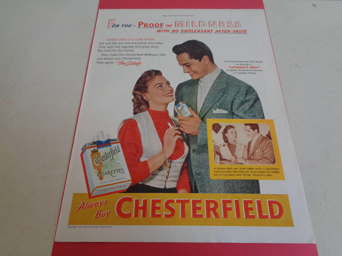 即決 広告 アドバタイジング タバコ シガレット ABC CHESTERFIELD 1950s ゼネラルミール ミッドセンチェリー拍卖