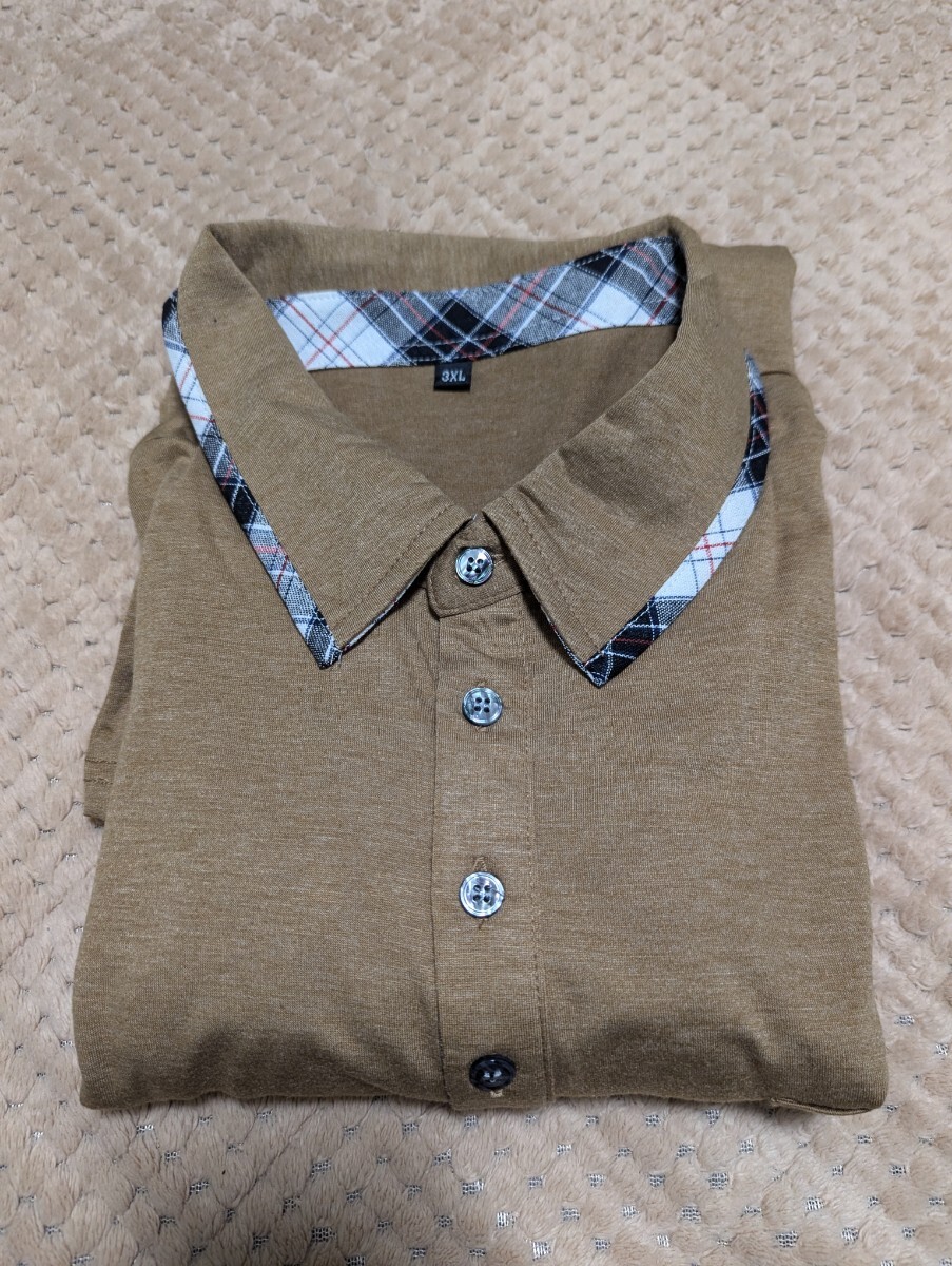 ポロシャツ長袖メンズ 3XL ベージュ拍卖