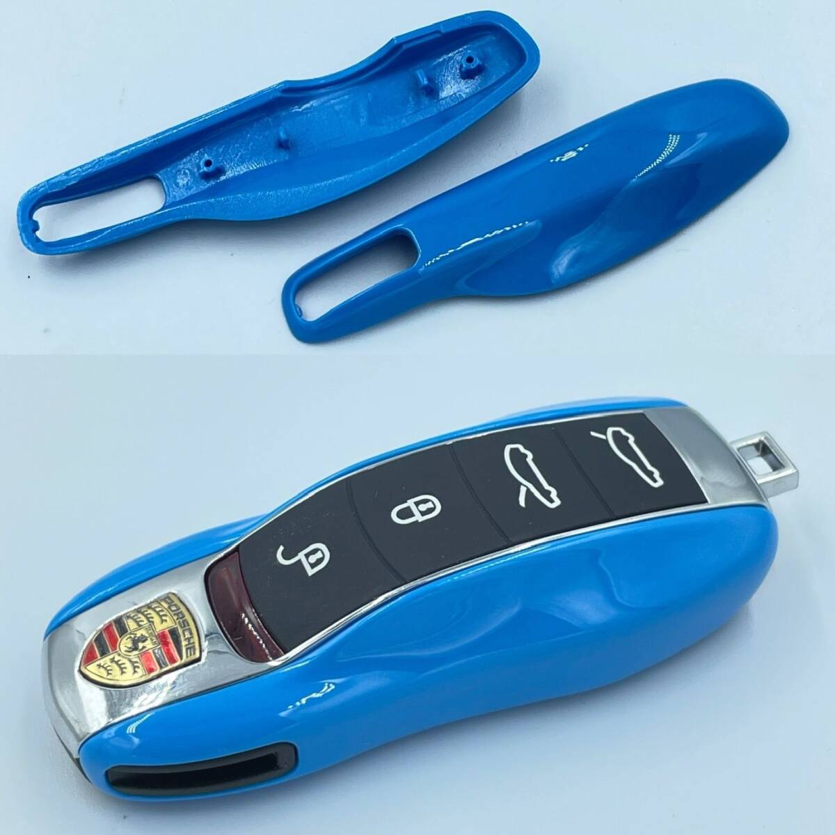 スカイブルー☆ポルシェ スマートキーカバー☆ キーケース 着せ替えマカン カイエン カレラ 911 ボクスター パナメーラ ykshopk拍卖