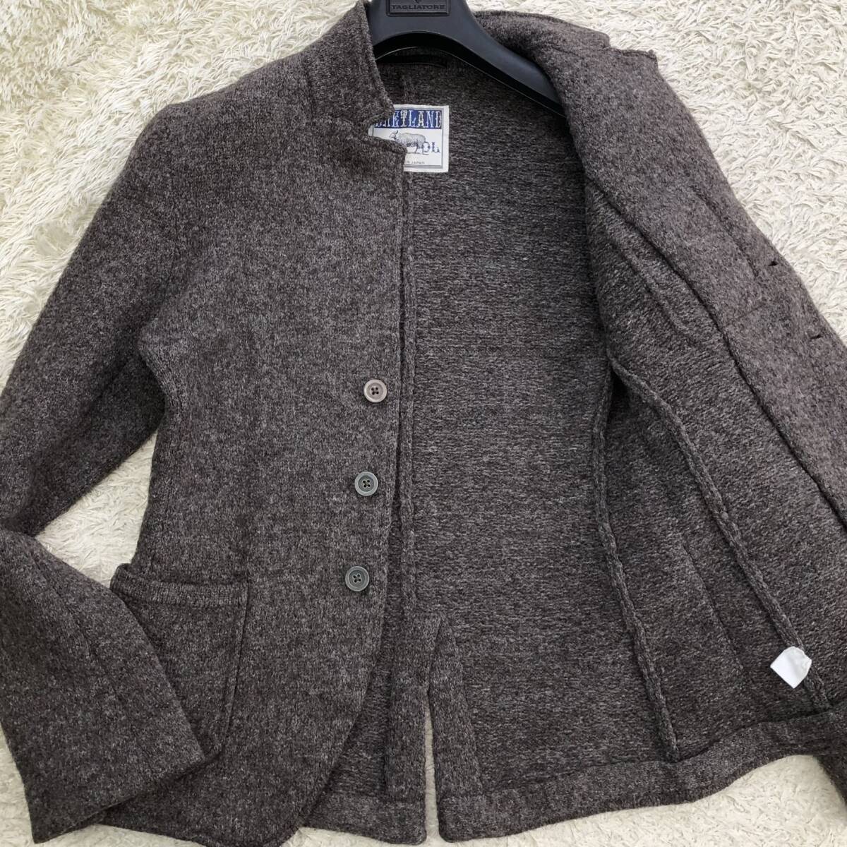 美品●シェットランドウール TOMORROWLAND トゥモローランド 最高級 ニット ジャケット アンコン アウター カーディガン ミックス メンズ L拍卖