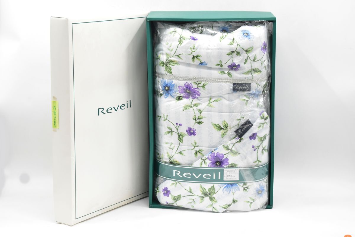 (1281P 1028T7)1円~ 未使用 Reveil 肌掛けふとん 肌掛布団 150×210cm シングルサイズ ブルー 花柄拍卖