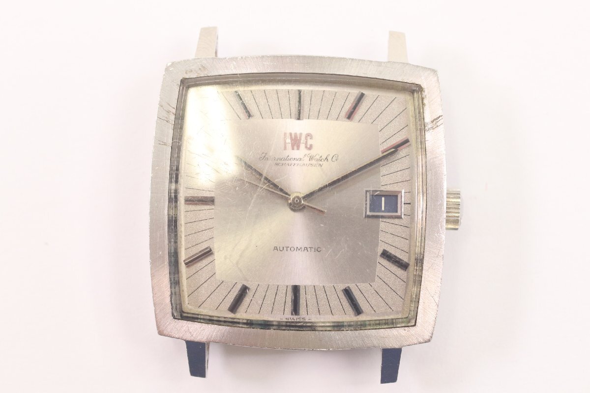 IWC International Watch Co. SCHAFFHAUSEN シャフハウゼン 自動巻き デイト スクエア 腕時計 アンティーク フェイスのみ 稼動品 3375-HA拍卖