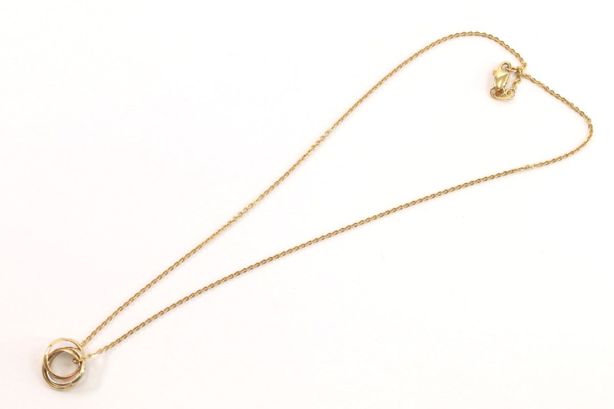 Cartier カルティエ トリニティ スリーカラー ダイヤ チェーンネックレス 750 K18 39cm 約4.6g メンズ レディース アクセサリー3529-Y拍卖
