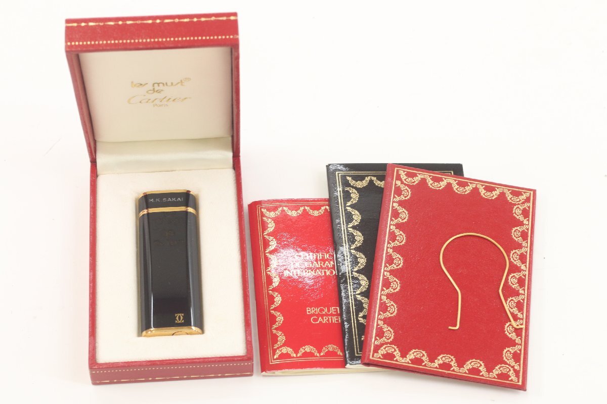 Cartier カルティエ ライター ガスライター オーバル ブラック ゴールドカラー 喫煙具 喫煙グッズ 火花OK 3623-B拍卖