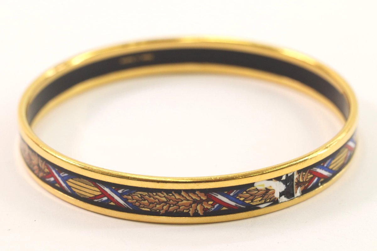 HERMES エルメス エマイユ ブレスレット バングル 七宝焼き アクセサリー レディース ゴールドカラー 3524-Y拍卖
