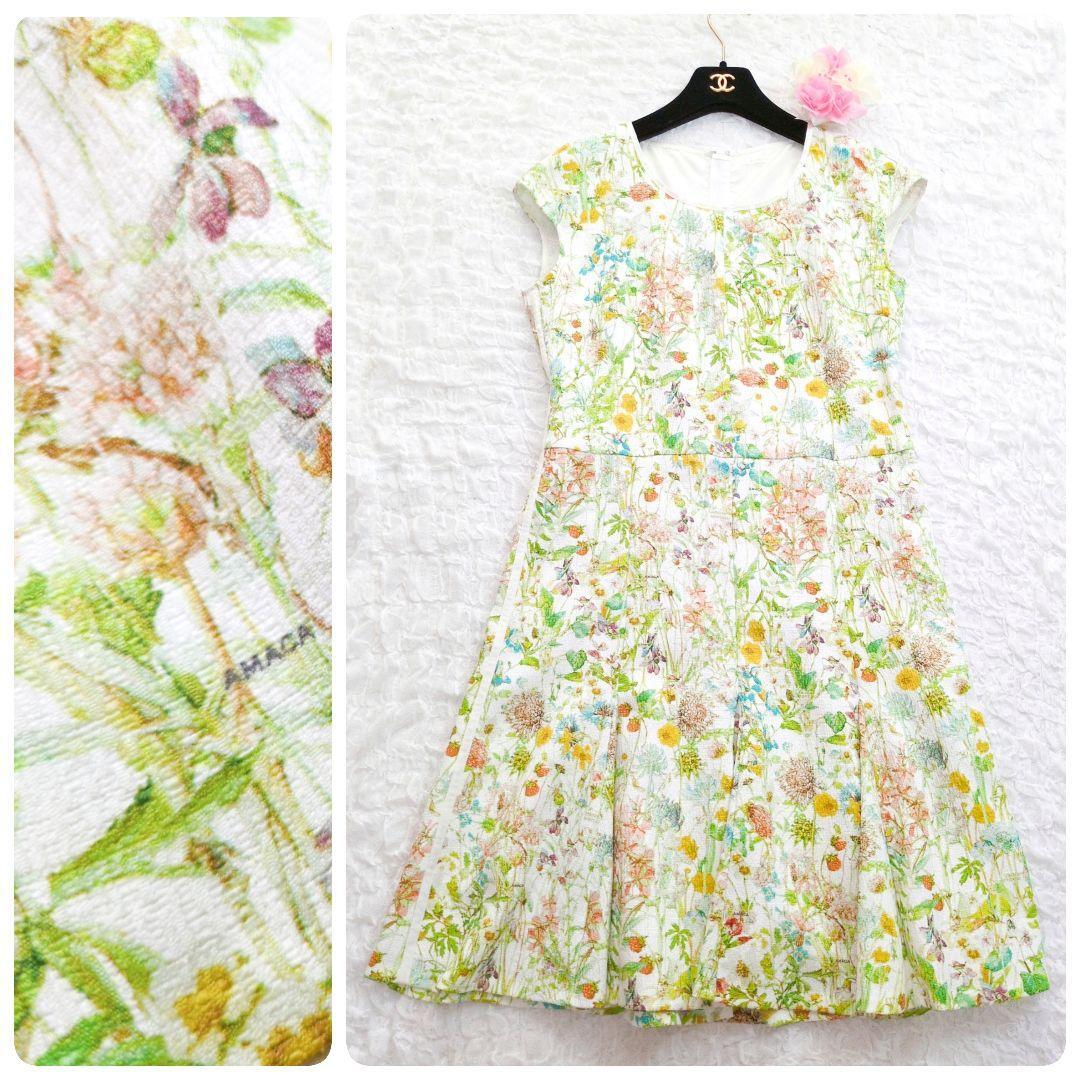 AMACA LIBERTY フレンチスリーブワンピース ワイルドフラワーズ アマカ リバティ 40 L拍卖