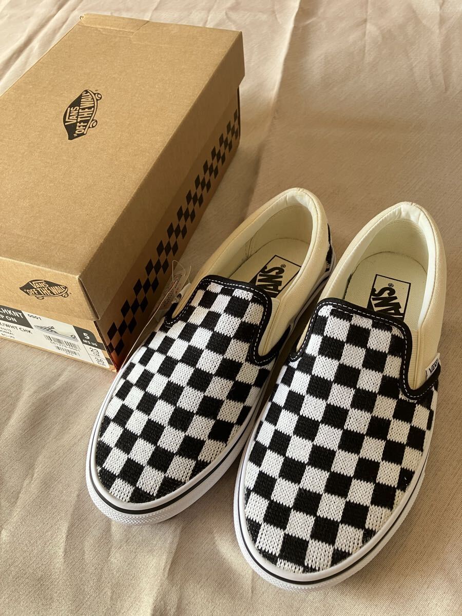 VANS SLIP ON BLK/WHT CHK 新品 保管品 スリッポン 23.0拍卖